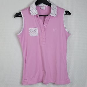 Ping ladies Sleeveless Polka dot detail Polo size 4 excellent condition